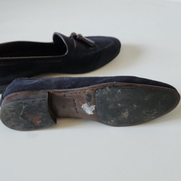 ZARA | Mens Loafers Navy Suede Brown Tassels Sz 40 - Picture 6 of 7